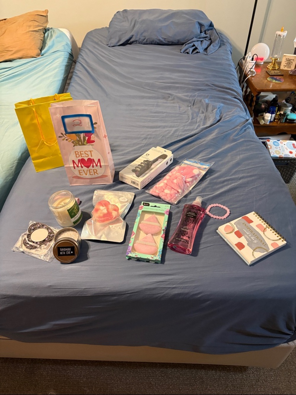 Mother’s day #2 gift bag with spa items. Soap, bath salts, lip balm, body mist